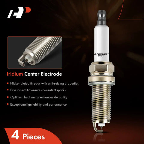 Iridium Platinum Spark Plugs 4 Pack For Hyundai Santa Fe Sport 2013-2018 2.0L, showcasing electrode detail and packaging