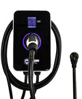 Wall Mount 50 Amp Level 2 EV Charger 12 Kw 240 Volt With Bluetooth And Slick Smart Wifi App Control 23 Foot Cord Durable Frame, front view