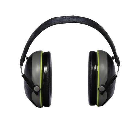 Front view of Low Profile Hearing Earmuff For Rifle And Shotgun Hunting, NRR 24 dB, foldable, adjustable headband, cushioned cups.