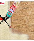 Heavy Duty Class A Fire Rated Spray Foam Insulation Kit with pro trigger gun applied to wooden wall for coverage.