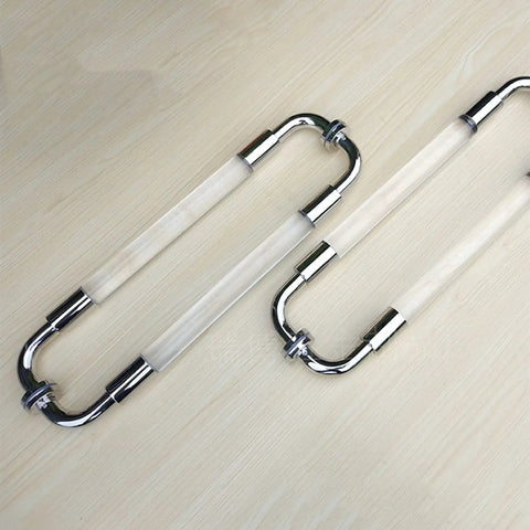 Stainless Steel Clear Acrylic Door Hardware Kit for Front Doors and Glass Panels with Double Sided Grab Bar and Glass Door Pull Handle