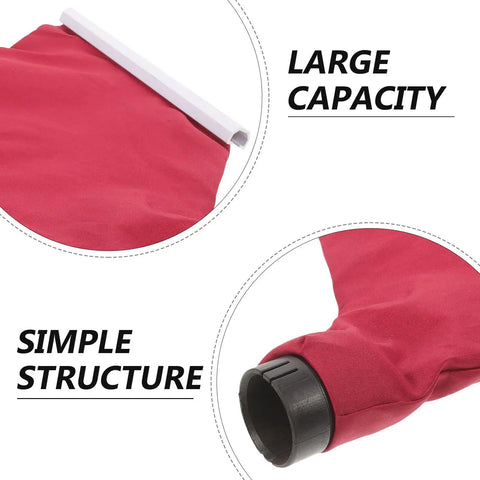 Universal 4 Inch Saw Dust Collection Bag Works Like A Dream For Planers And Table Saw Rigs Lightweight Breathable Fabric keeps your shop floor spotless, showing a large capacity red textile bag with a simple structure.