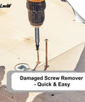 12 Piece Damaged Screw Extractor and Cobalt Drill Bit Set for Stripped Screws Remover Kit with HSS 6542 Steel in use on wood