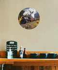 Dope Circular Metal Wall Art Featuring A Vintage Locomotive Train For Living Room And Office Decor Large Round Sign