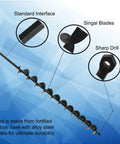 1.75 Inch Wide 24 Inch Long Earth Auger Drill Bit With Three Eighths Non Slip Hex Drive for Planting Trees, Garden Beds and Bedding