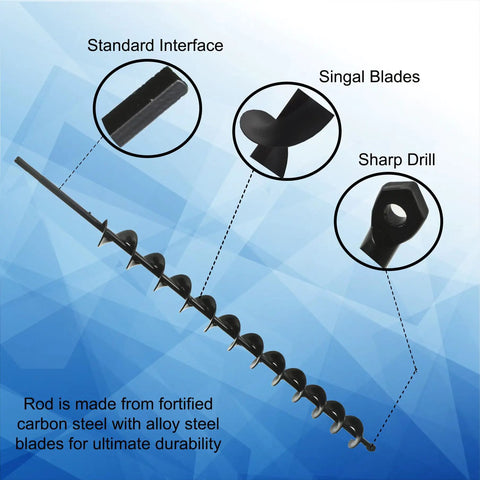 1.75 Inch Wide 24 Inch Long Earth Auger Drill Bit With Three Eighths Non Slip Hex Drive for Planting Trees, Garden Beds and Bedding