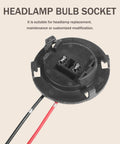 2Pcs H7 Bulb Socket For Car Headlight Harness LED Bulb Connector Round Base with wiring visible, durable nylon material