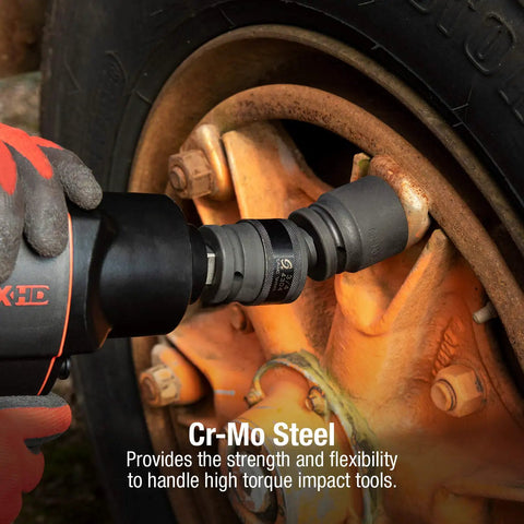 Three Quarters Inch Drive Universal Impact Joint In CrMo Steel With Radius Corner Design for flexible socket use on vehicle wheel