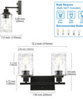 Dimensions and specifications of Two Light Matte Black Wall Sconce With Clear Hammered Glass for Modern Bathroom Vanity Wall Lamp