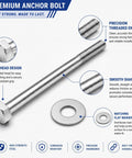 Hidden Mounting Kit For Floating Shower Benches Built To Last Stainless Steel Support Rods With Concealed Wall Anchors 2 Pack Tile Bathroom Seat Installation Adjustable Three Quarter Inch By Seventeen Point Five Inch Mount System; stainless steel bolt with washer