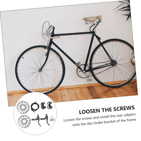 Badass Adjustable Disc Brake Kit For Mountain Bikes featuring rear mechanical alloy caliper and installation instructions on a black bike.