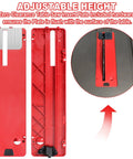 Top Shelf Zero Clearance Replacement Insert For Ten Inch Table Saw showing adjustable height feature and sturdy red finish.
