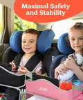 Kids in car with Kids Travel Tray For Car, Tablet Holder Lap Desk With Activity Sheets And Pens