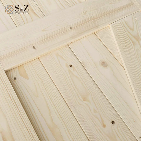 Close-up of 36x84 Inch Unfinished Barn Door With 13Ft Sliding Hardware Kit, Solid Spruce Wood, Double Sided Surfaces