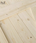 Close-up of unfinished spruce wood panel with British brace design for Unfinished Spruce Barn Door 42 In By 84 In With Classic British Brace Modern Style