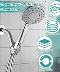 Rock Solid 304 Stainless Steel Shower Head Shut Off Valve With Half Inch Female To Male Npt Threads For No Sweat Water Flow Control And Compact Rv Setup, featuring a high-quality showerhead and anti-slip handle.