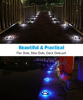 8 Pack Solar Dock Lights White Blue Two Color Switchable illuminating pathway and dock at night