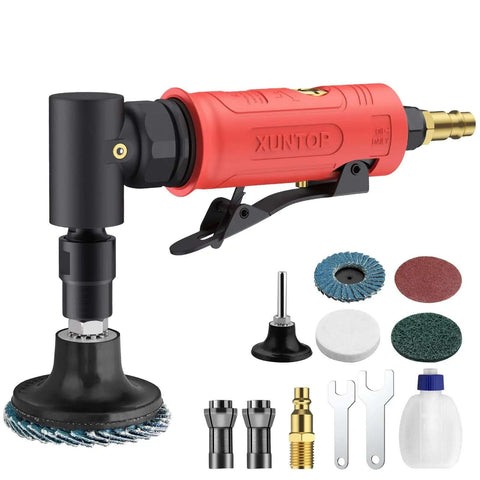 Tough Workhorse Right Angle Air Die Grinder Pulling 20000 Rpm With Rear Exhaust Design showcasing tools and accessories for metalworking.