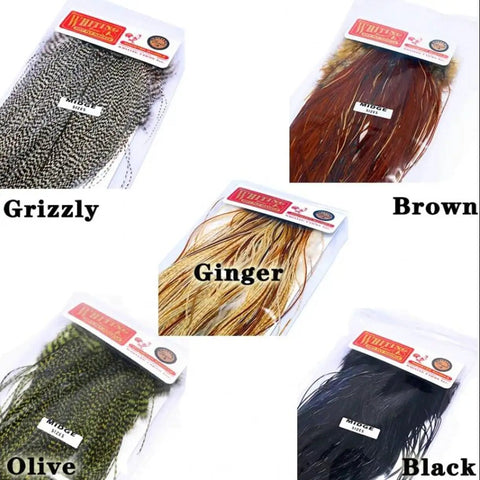 Ten Pack Hand Selected Whiting Bronze Rooster Saddle Fly Tying Feathers In Five Colors For Midge And Dry Fly Hackle Pro Grade