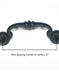 Vintage Drop Bail Drawer Pulls 6 Inch Cabinet Handles Rustic Antique Black Zinc Alloy Hardware with Hole Spacing 6 Inches.