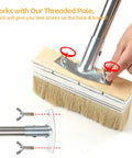 Long Reach Deck Stain Brush With 60 Inch Handle And 7 Inch Wide Head for easy attachment system demonstration.