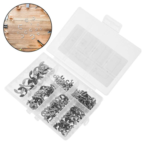 Pro Grade Retaining Ring Circlip Kit, 300 Pcs Stainless Steel Assortment For Shaft Grooves, Storage Case, Rust Resistant Open Washers And Clips For Indoor Outdoor Machinery, Heavy Duty Hardware Set, transparent case with assorted circlips