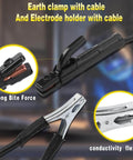 MMA Arc Welding Electrode Holder and Ground Clamp Lead with 1.5m Cable 10-25 DIN Connector Copper Construction