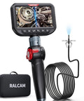 Dual Lens Articulating Borescope Camera With Light, Slim 8.5mm Probe For Tight Spaces, 10ft SemiRigid Cable, Waterproof Inspection Tool For Engines, Pipes, And Machinery Gaps, Fast Access And Crystal Clear View handheld display and probe with case