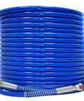 Coiled blue Pro Grade Universal Airless Paint Sprayer Hose 50 Ft Long 1 Quarter Inch ID High Pressure Up To 3300 PSI