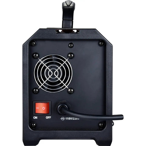 Rear view of Dual Voltage 160A MIG Welder 110V 220V 4 In 1 Welding Machine with power switch and vent fan.