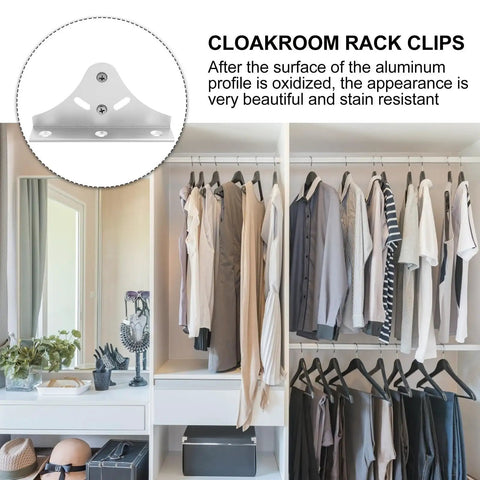 Heavy Duty Aluminum Alloy Shelf Brackets With Adjustable Mounting Clips For Floating Shelves In Silver in closet organization.