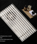 Oreilet Linear Shower Drain Bathroom Floor Drain with Hair Catcher (Side) view showcasing stainless steel slats for efficient drainage.