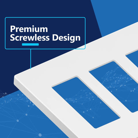 Triple Decorator Screwless Switch Plate Cover for 3-Gang Walls, No Screws Needed, Mid-Size 4.88 Inches By 6.77 Inches, Matte White Thermoplastic UL Listed, Durable Polycarbonate Construction, Fits Multiple Decorator Devices, 1 Pack