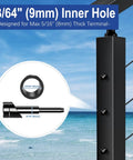 23/64 inch inner hole detail on 20 Pack Black PVD Beveled Angle Washers for stair ends and cable railing kit, marine grade T316 hardware