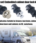Keyless Cupboard Drawer Push Button Latch Flush Mount Zinc Alloy Cabinet Door Lock for Cabinets and Drawers Easy 22mm Hole