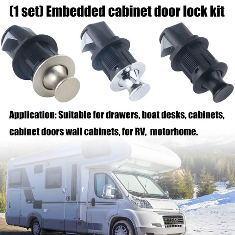 Keyless Cupboard Drawer Push Button Latch Flush Mount Zinc Alloy Cabinet Door Lock for Cabinets and Drawers Easy 22mm Hole