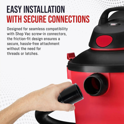 Heavy Duty Replacement Vacuum Hose For Shop Vac And Ridgid Style Wet Dry Vacuums, crushproof design being installed