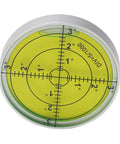 60mm Metal for spirit Level 1-3 Degree Range Green 60mm Metal(D) circular vial with degree markings, green interior.