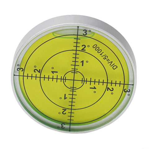 60mm Metal for spirit Level 1-3 Degree Range Green 60mm Metal(D) circular vial with degree markings, green interior.