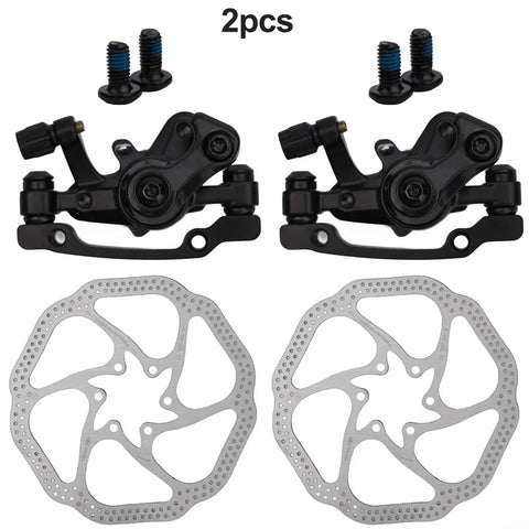 Heavy Duty Mechanical Disc Brake Caliper Front And Rear Kit With Solid Metal Pads For Mountain Folding And Road Bikes, 2pcs set visible, aluminum steel.