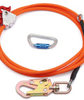 10ft Steel Wire Core Flipline And 3300 Lbs Arborist Positioning Lanyard Kit with orange rope and carabiner, suitable for heavy duty tree work.