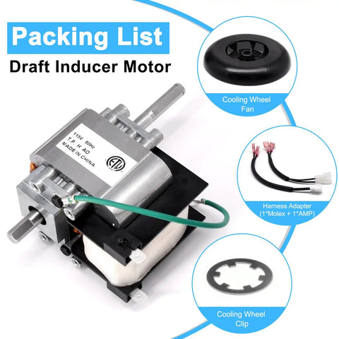 Draft Inducer Motor Kit For Furnace Replacement 318984 753 HC21ZE117 Fits Carrier Bryant Payne Jakel with fan, clip, harness