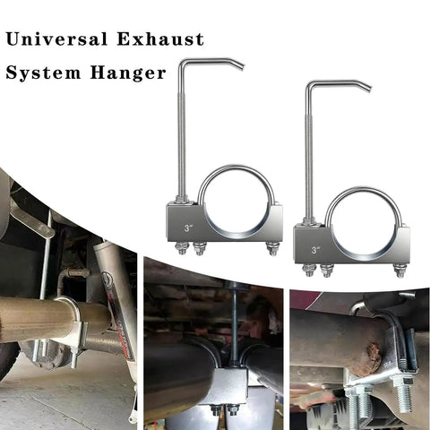 Heavy Duty Exhaust Clamps With Hangers Fits 3 Inch Universal Exhaust Pipe Rear Muffler Hanger For Cars And Trucks 2 Pack Galvanized Steel Rust Resistant Easy DIY Install Built To Last