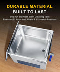 15L Ultrasonic Cleaner With Heating And Dual Frequency Sweep For Jewelry Teeth Carburetors Labs And Auto Parts One Touch Easy Use, SUS304 stainless steel cleaning tank.