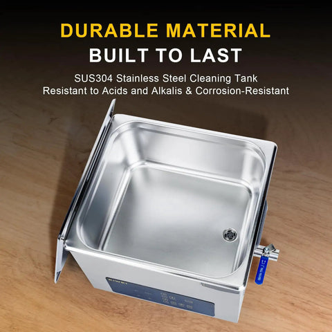15L Ultrasonic Cleaner With Heating And Dual Frequency Sweep For Jewelry Teeth Carburetors Labs And Auto Parts One Touch Easy Use, SUS304 stainless steel cleaning tank.