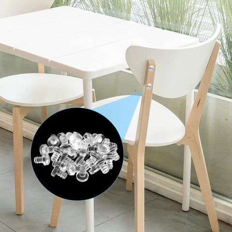 Image showing 100 Clear Glass Table Top Bumpers With Stem Non Adhesive Rubber Grippers for tables and chairs.