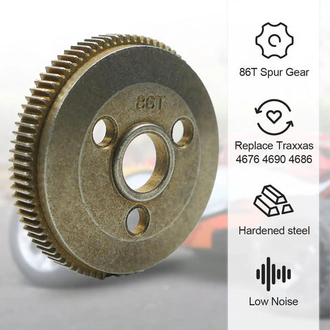 Beefy 86T Spur Gear 48P Steel Transmission Set For Traxxas Slash 2WD Rustler Stampede Upgrades With 19T And 21T Pinions