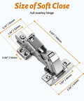 Four Pack 170 Degree Soft-Close Corner Cabinet Hinges For Frameless Cabinets, Full Overlay Hydraulic Hinges With 48mm Cup Spacing dimensions.