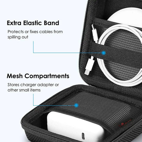 Slick Tech Gear Stash For Macbook Chargers Cables And Power Banks Keeps Your Earbuds Flash Drives Mouse And Essentials Snug With Zero Hassle Daily Carry Vibe, featuring elastic band and mesh compartments.