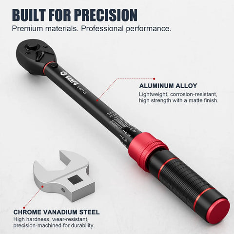 Heavy Duty 15 Piece Metric Crowfoot Wrench Set With Extension Bar And Adapter Master Tool Kit For Gnarly Tight Spots Professional Grade Chrome Steel Construction, showing a torque wrench with an aluminum alloy handle.